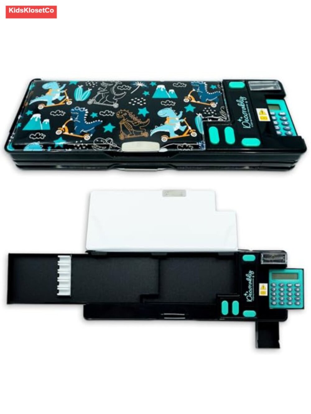 Pop Up Multifunction Dinosaur Pencil Case with Calculator and Sharpener